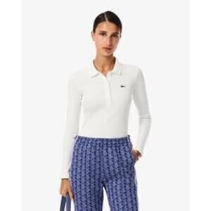 Lacoste Women’s Classic Long Sleeve White Polo Shirt Size: EU 40 or US Medium